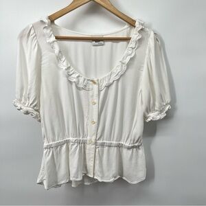 Sunday Best Aritzia Babydoll Eyelet Ruffle Prairie Western Cottagecore White Top